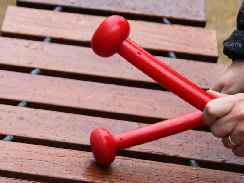 Akadinda Outdoor Music Instrument (instrument only; view 4 playing in the rain)
