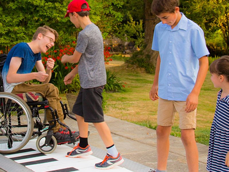 Grand Floor Piano Outdoor Music Instrument (2 boys playing)