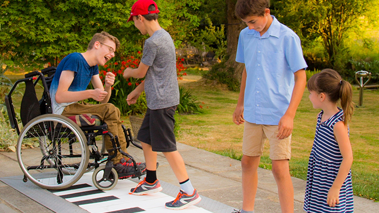 Grand Floor Piano Outdoor Music Instrument (2 boys playing)