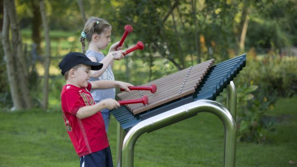 Grand Marimba Music Instrument Instrument (boy and girl playing; side view)