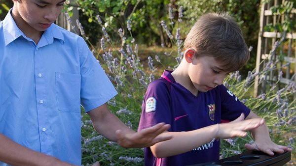 Handpipes Outdoor Music Instrument (2 boys playing)