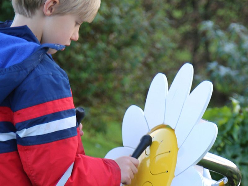 Percussion Play Daisy Petal Drum (young boy playing)