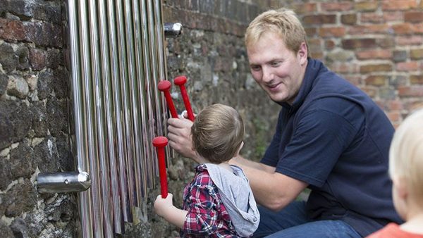 Percussion Play Mirror Chimes (1 child playing with father)