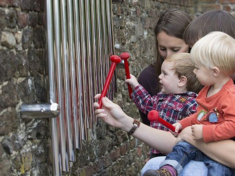 Percussion Play Mirror Chimes (2 children playing with mother)