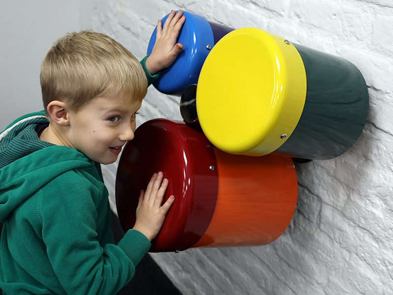 Percussion Play Rainbow Bongos (1 boy playing)