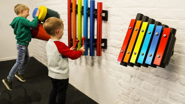 Percussion Play Rainbow Trio Ensemble (2 boys playing; wall mount)