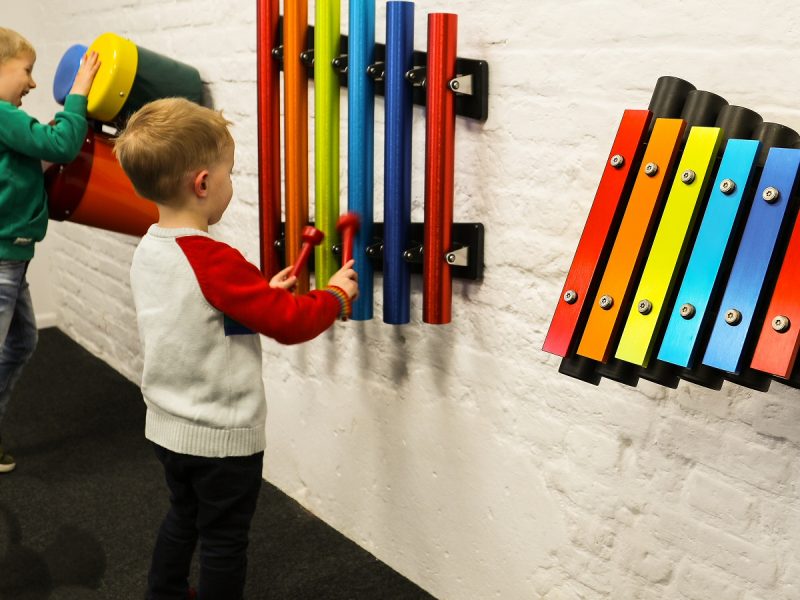 Percussion Play Rainbow Trio Ensemble (2 boys playing; wall mount)