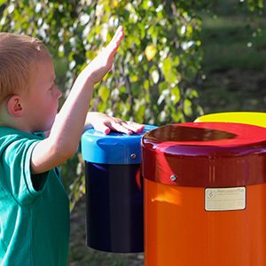 Percussion Play Replacement Bongo Lids (Large Red, Medium Yellow and Small Blue)