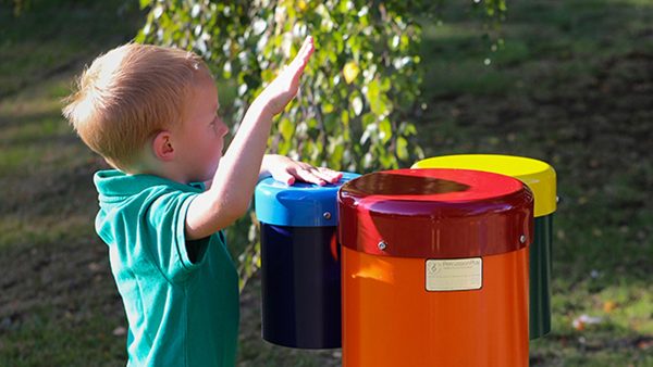 Percussion Play Replacement Bongo Lids (Large Red, Medium Yellow and Small Blue)