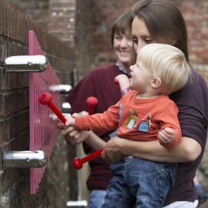 Wall Marimba Outdoor Music Instrument (mother and baby playing)