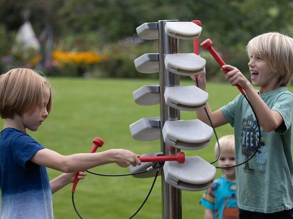 Temple Block Tree Outdoor Music Instrument (children playing)